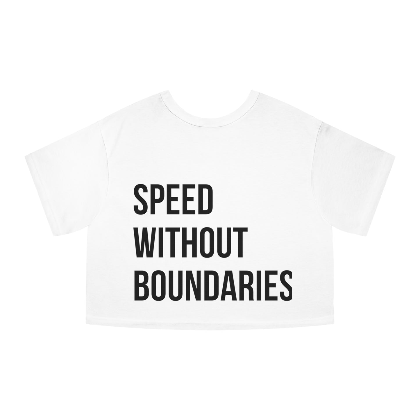 Champion Women’s Cropped T-Shirt “Speed Without Boundaries Edition” by Revolution Society