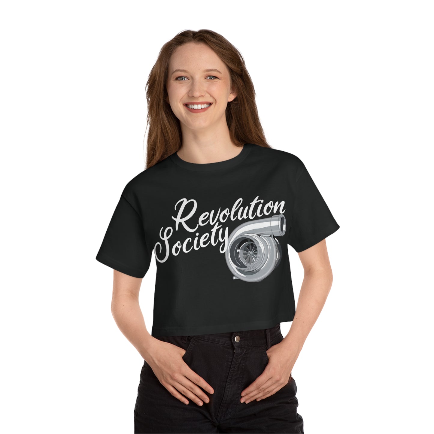 Champion Women’s Cropped T-Shirt “Speed Without Boundaries Edition” by Revolution Society