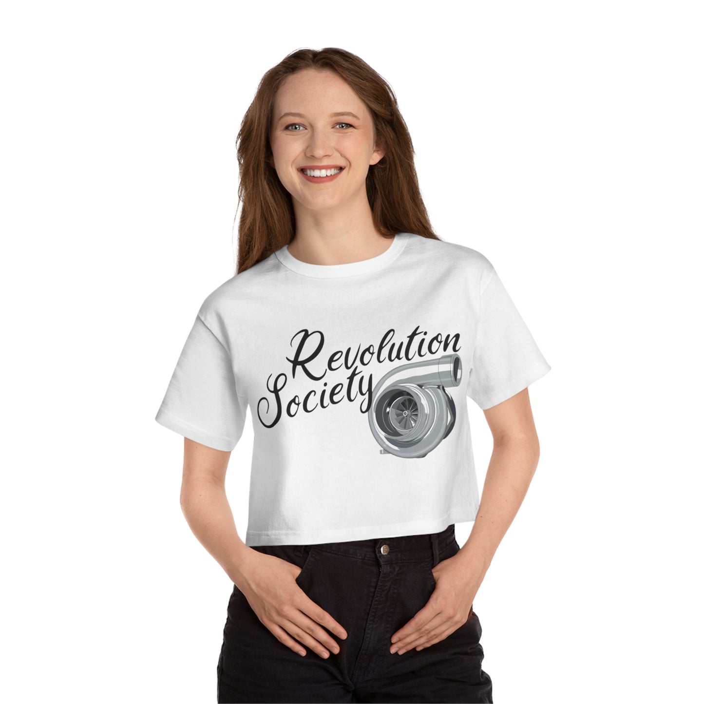 Champion Women’s Cropped T-Shirt “Speed Without Boundaries Edition” by Revolution Society