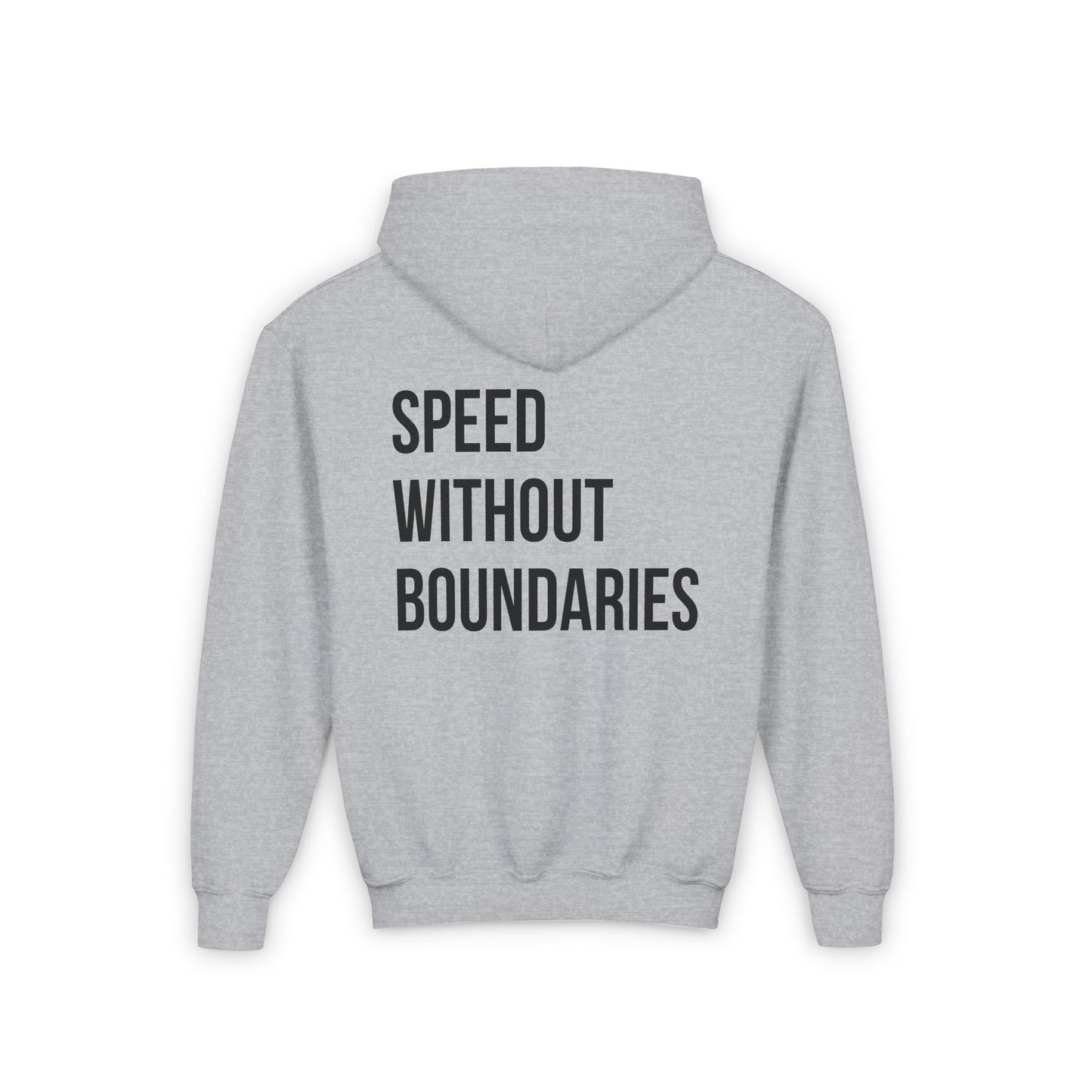 Pro Comfort Unisex Youth Hoodie “Speed Without Boundaries Edition” by Revolution Society | Down To Earth Collection