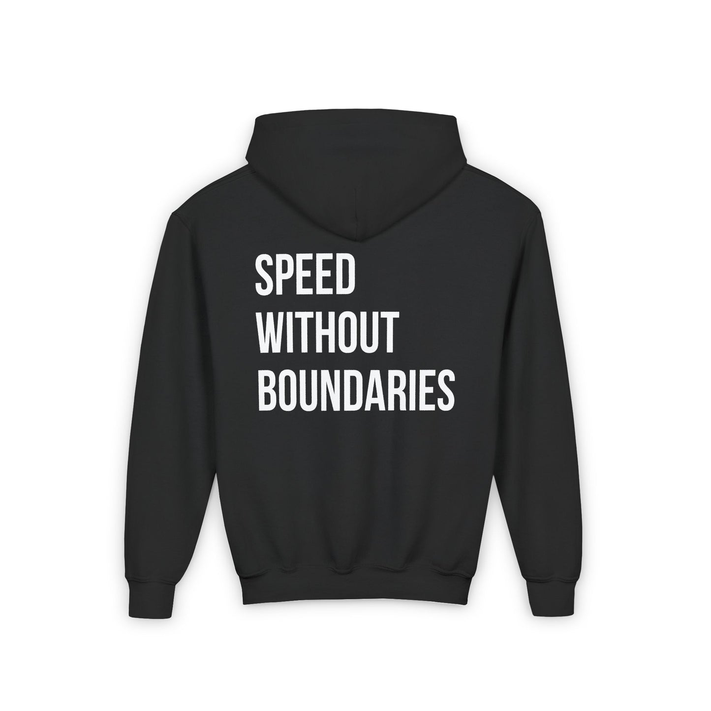 Pro Comfort Unisex Youth Hoodie “Speed Without Boundaries Edition” by Revolution Society | Down To Earth Collection