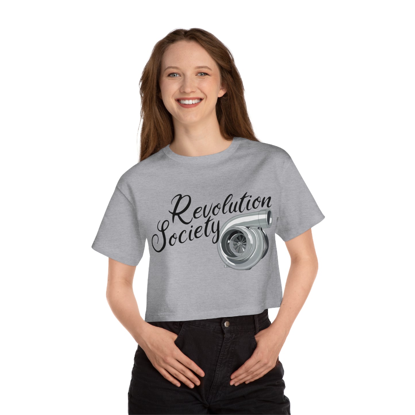 Champion Women’s Cropped T-Shirt “Speed Without Boundaries Edition” by Revolution Society