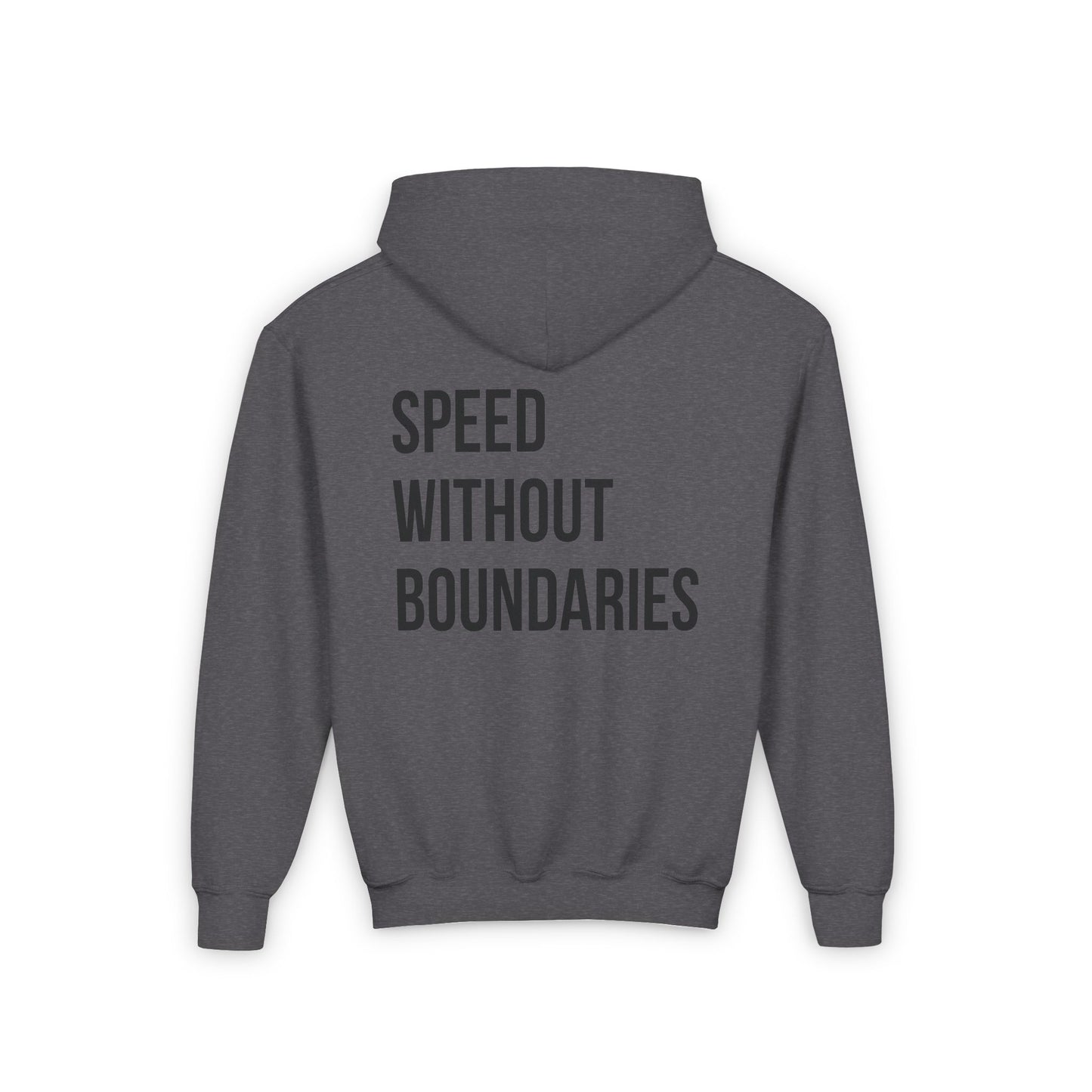 Pro Comfort Unisex Youth Hoodie “Speed Without Boundaries Edition” by Revolution Society | Down To Earth Collection